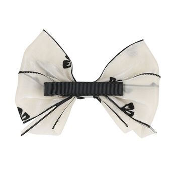 Girls White & Navy Blue Bow Hairclip