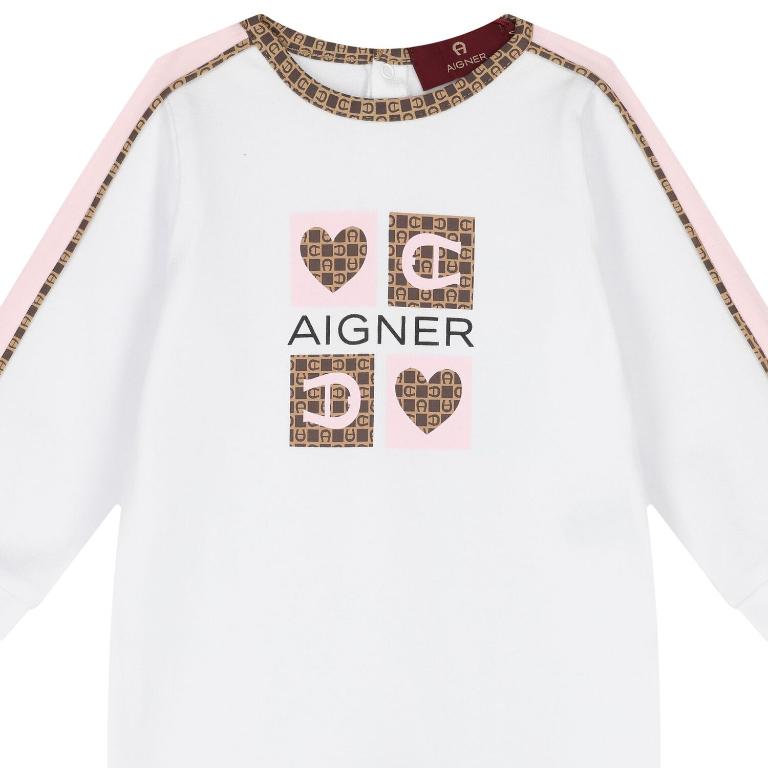 Baby Girls White & Pink Logo Babygrow, 2, hi-res image number null