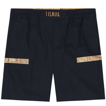Boys Navy Blue Logo Shorts