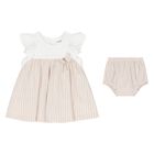 Baby Girls White & Beige Dress Set, 2, hi-res