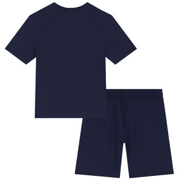 Boys Navy Logo Shorts Set