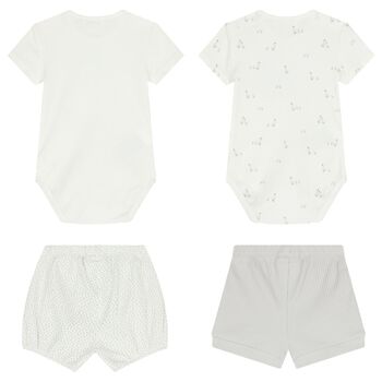 طقم بودي سوت باللون العاجي والرمادي ( قطعتين )