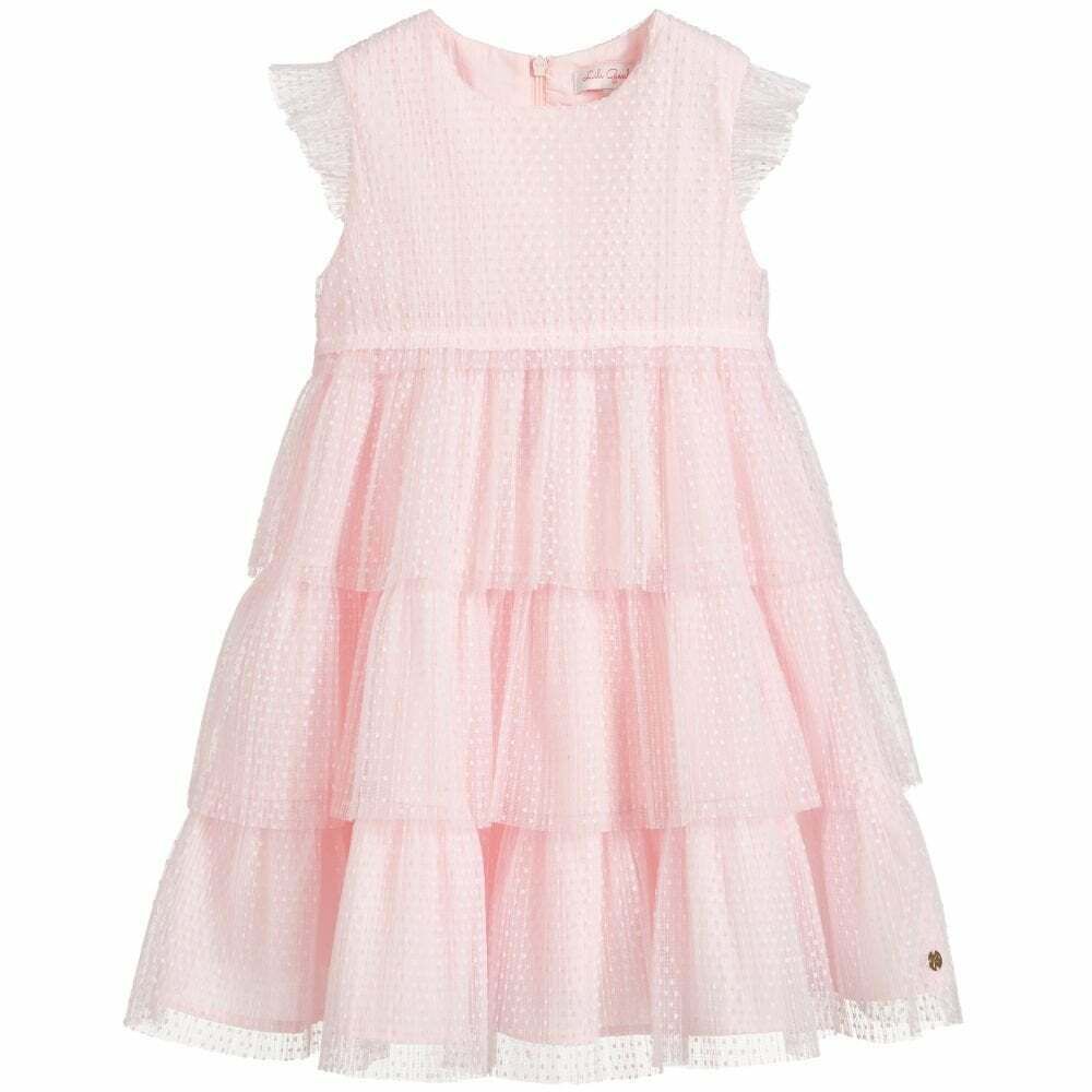 Lili Gaufrette Girls Pink Tulle Dress Junior Couture UAE