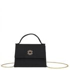 Girls Black Satin Handbag ( 13cm ), 2, hi-res