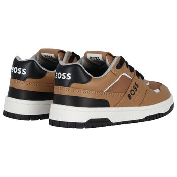 Boys Beige Logo Trainers