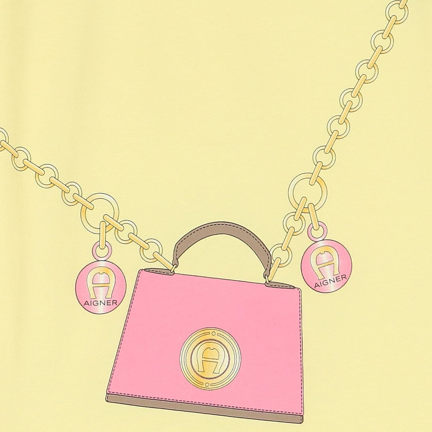 تيشيرت بنات بطبعة حقيبة بالشعار باللون الأصفر, 1, hi-res image number null