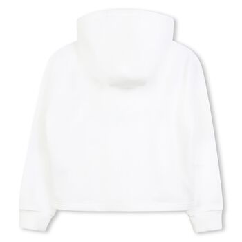 Girls Ivory Logo Hooded Top