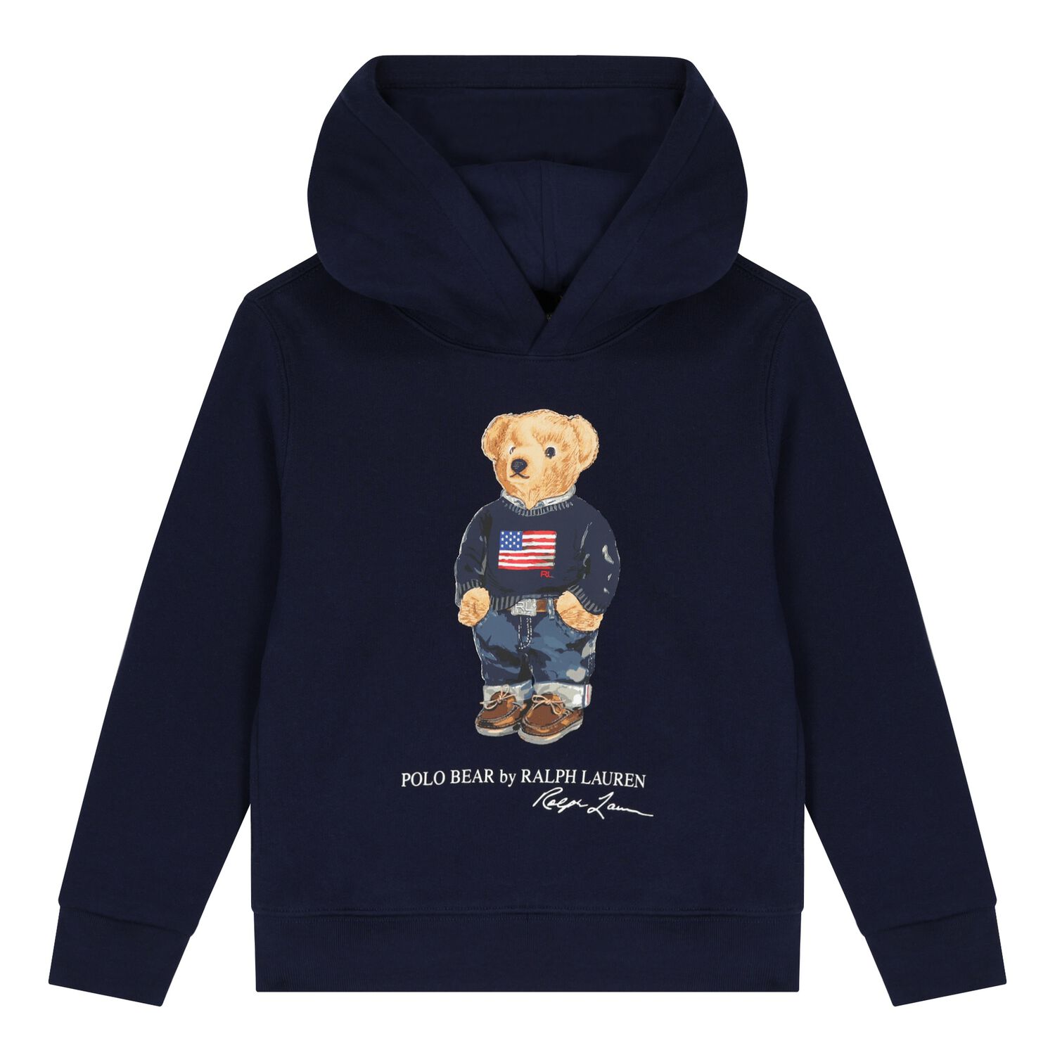 Boys Navy Blue Polo Bear Hooded Top, 1, hi-res image number null