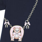 Younger Girls Navy Cotton Logo Dress, 1, hi-res