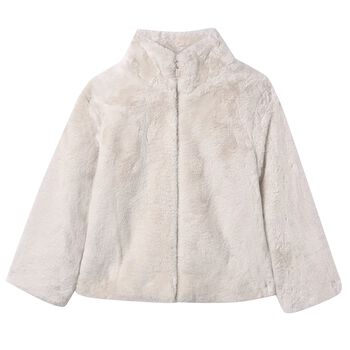 Girls Beige FauxFur Jacket