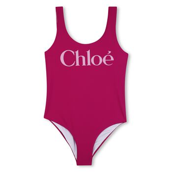 Girls Mini Me Pink Logo Swimsuit