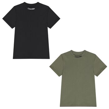 Calvin Klein Boys Black & Green Logo T-Shirts ( 2-Pack ), 1 Boys Black & Green Logo T-Shirts ( 2-Pack )