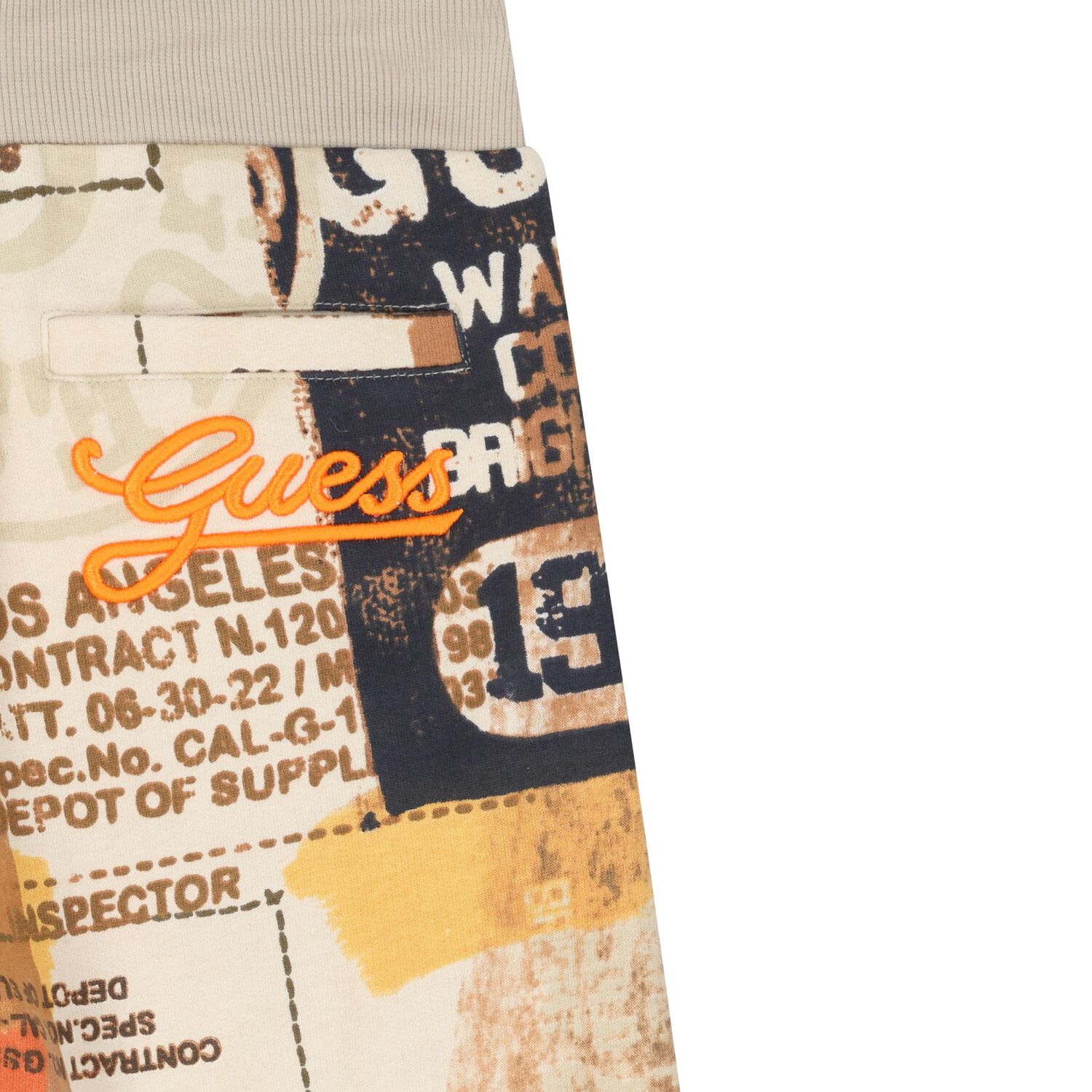 شورت أولاد بالشعار باللون البيج , 1, hi-res