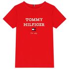 تيشيرت أولاد بالشعار باللون الأحمر, 3, hi-res