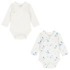 Baby Girls Ivory & Blue Balloon Bodysuits ( 2-Pack ), 3, hi-res