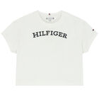 تيشيرت بنات بالشعار باللون الابيض, 1, hi-res