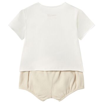 Baby Boys Ivory & Beige Shorts Set