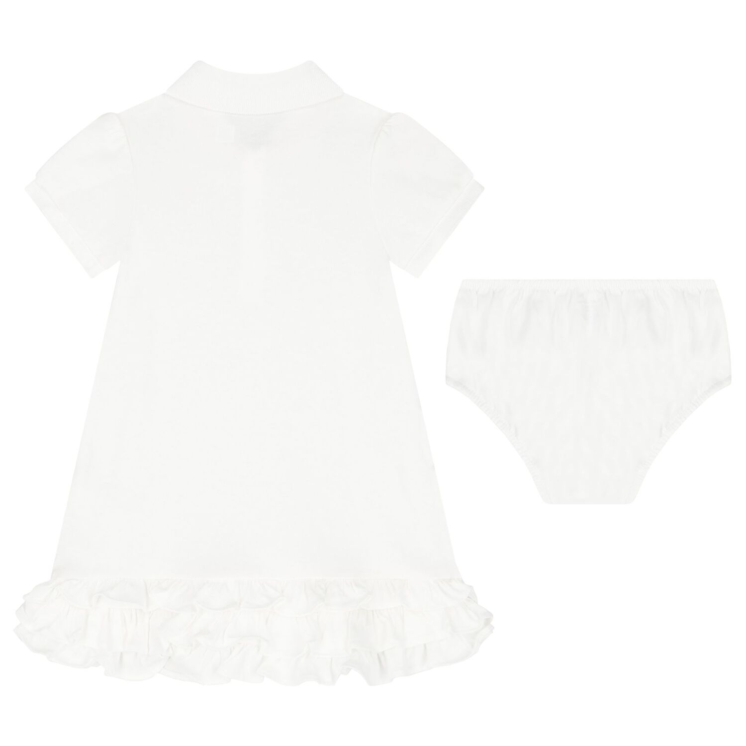 Baby Girls White Logo Polo Dress Set, 1, hi-res