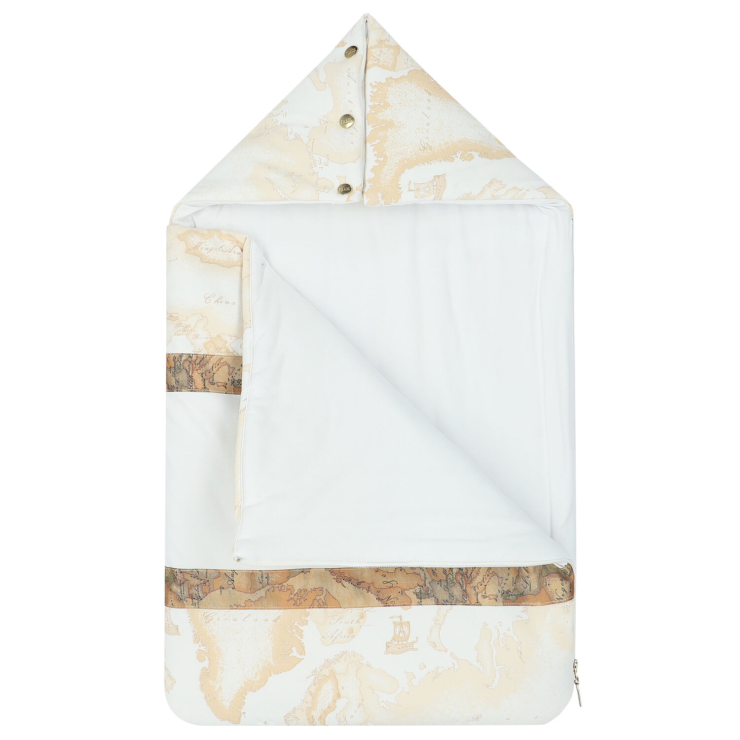 مدس بالشعار بطبعة خريطة باللون الأبيض والبيج , 1, hi-res