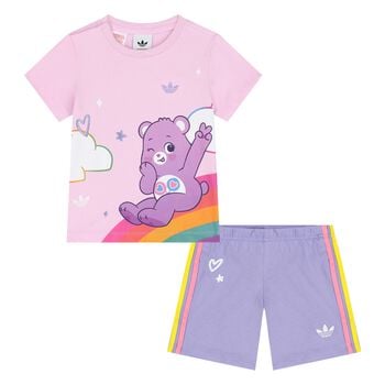 Younger Girls Pink & Purple Care Bears Shorts Set