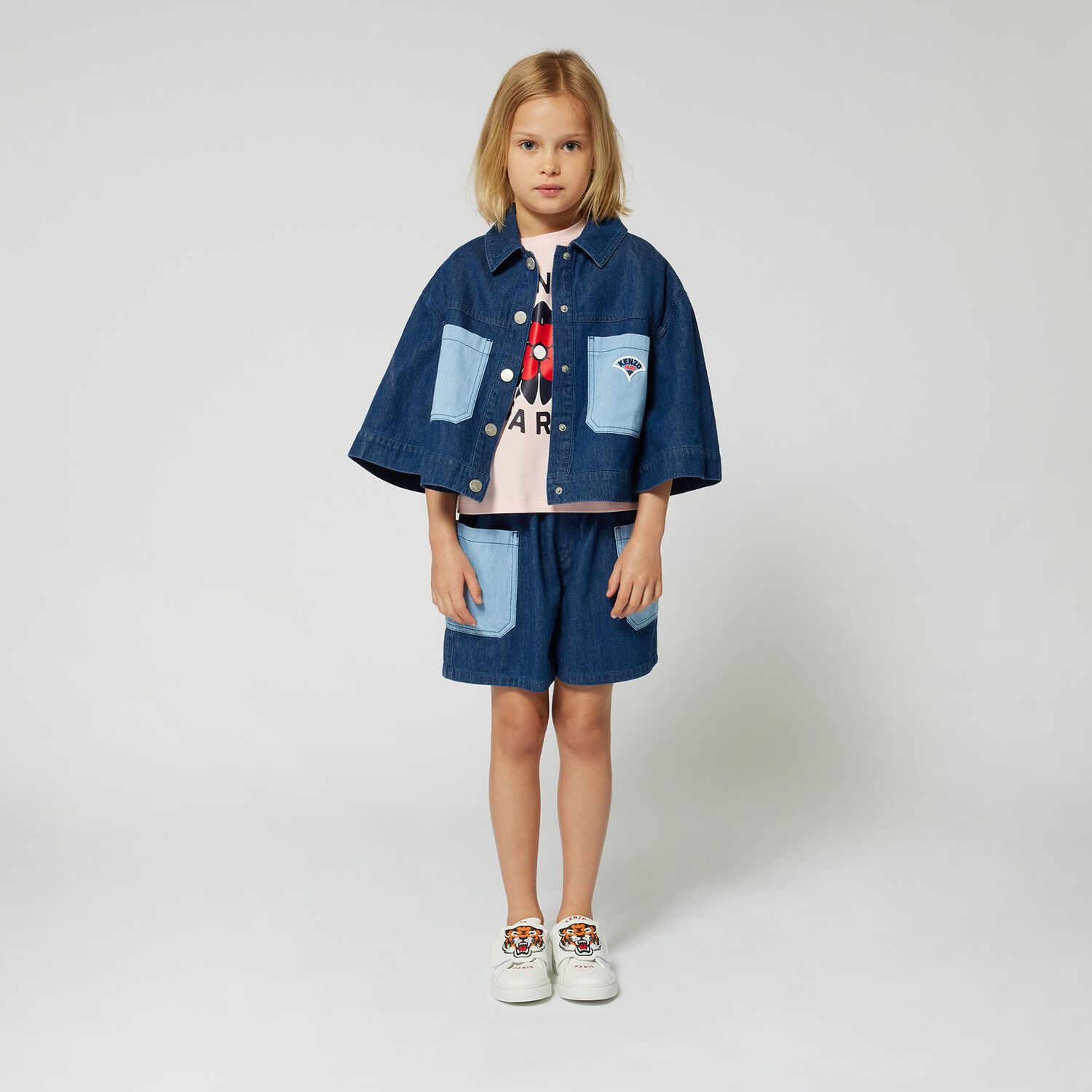 تيشيرت بنات بالشعار الزهور باللون الوردي, 1, hi-res