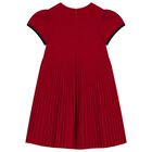 Girls Red Pleated Dress, 2, hi-res