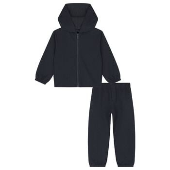 Boys Navy Blue Jacquard Logo Tracksuit