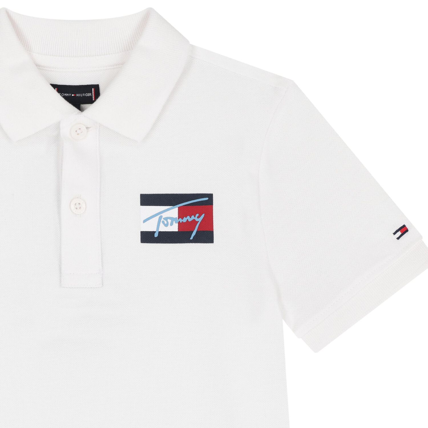 Boys White Logo Polo Shirt, 2, hi-res image number null