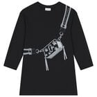 Girls Black Logo Bag Dress, 1, hi-res