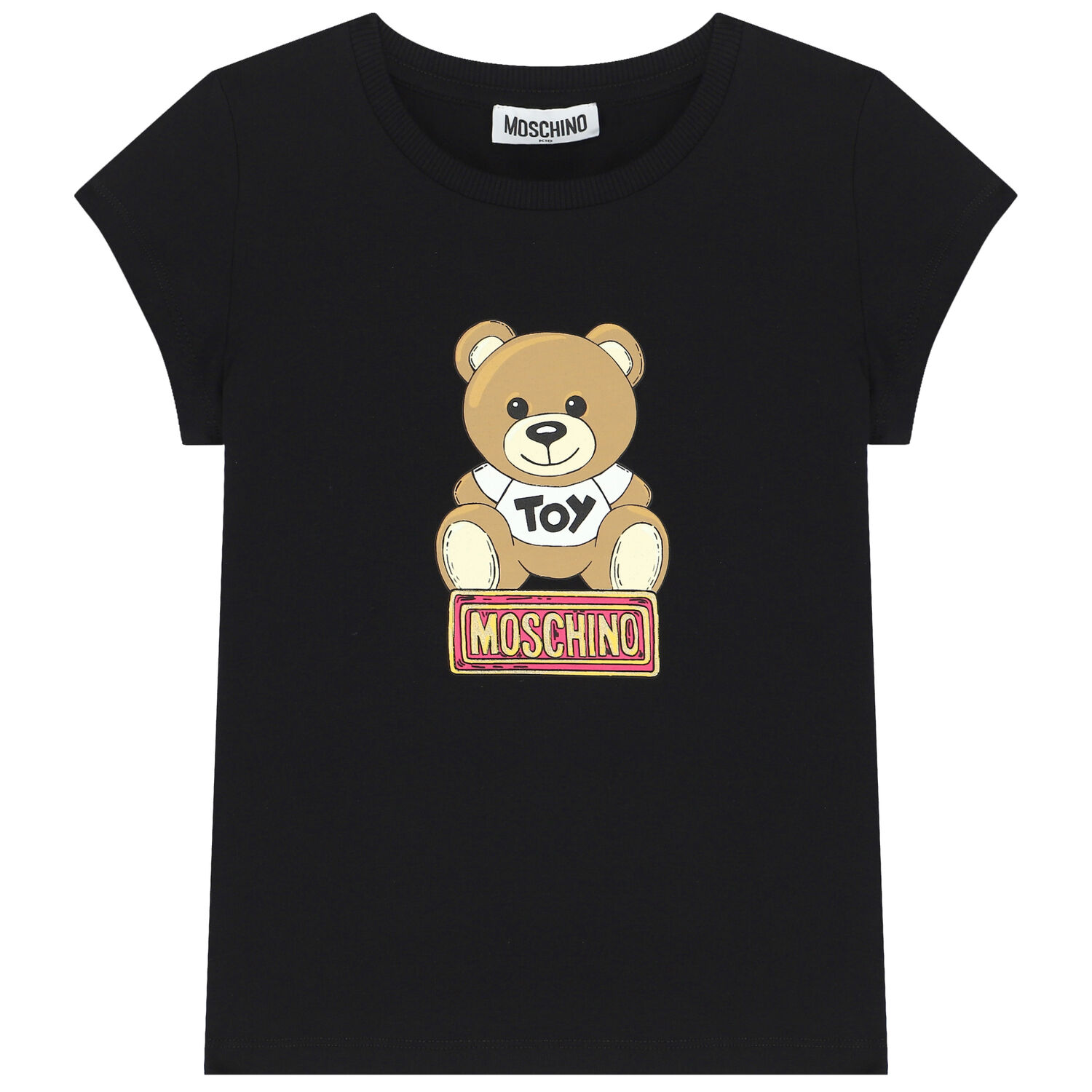  تيشيرت بشعار تيدي باللون الأسود للبنات, 1, hi-res