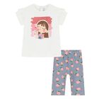 Younger Girls White & Blue Floral Leggings Set, 2, hi-res