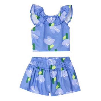 Girls Blue Floral Shorts set