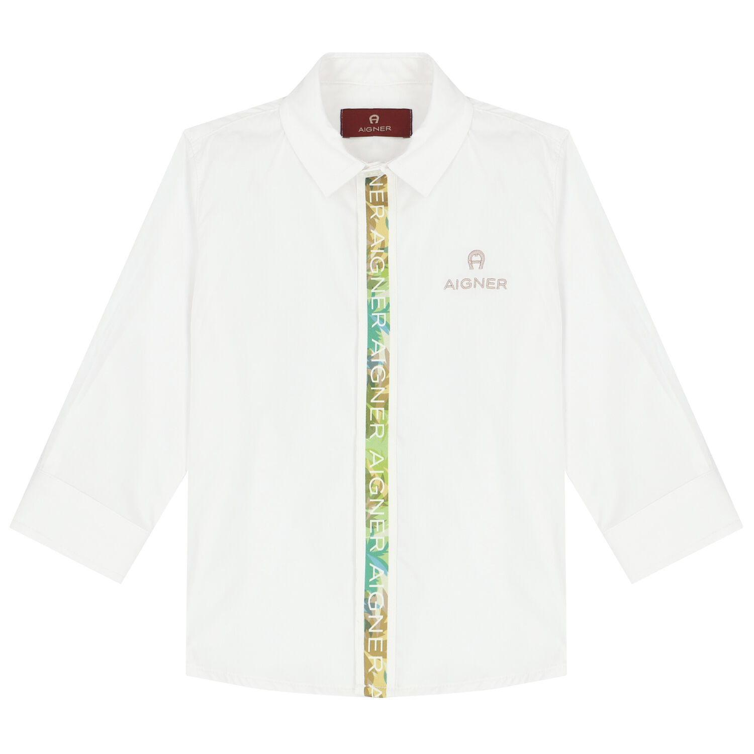 Younger Boys White Logo Shirt, 1, hi-res