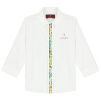 Younger Boys White Logo Shirt