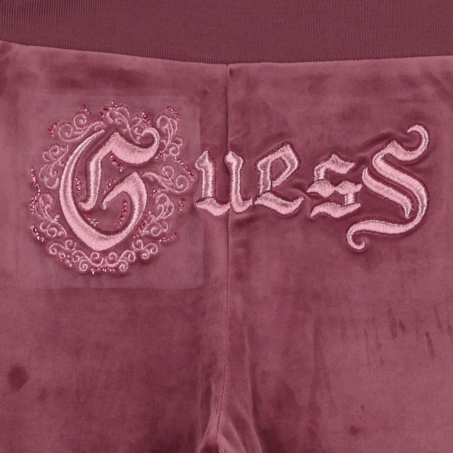 Girls Pink Logo Velvet Joggers, 1, hi-res