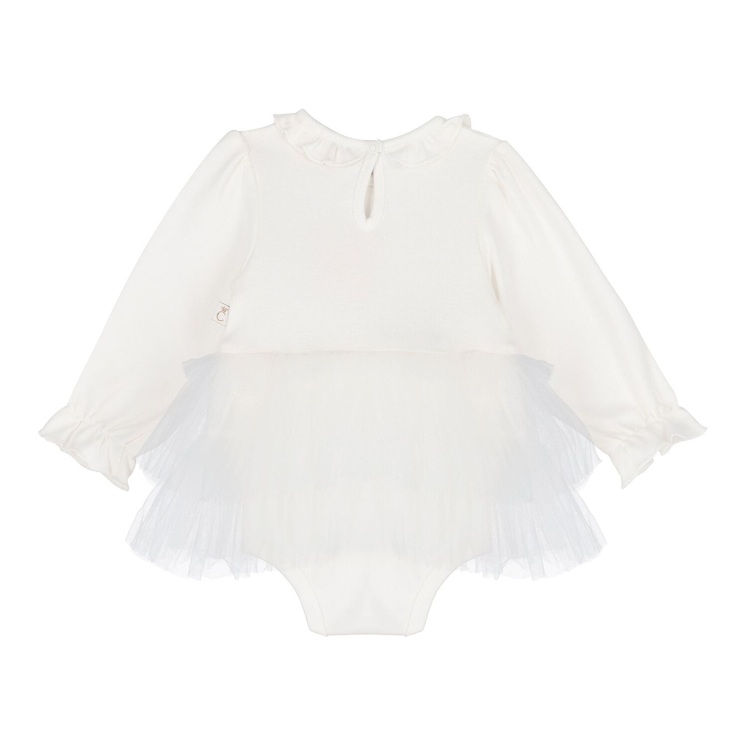 طقم فستان بنات من التول بفيونكه باللون العاجى , 3, hi-res