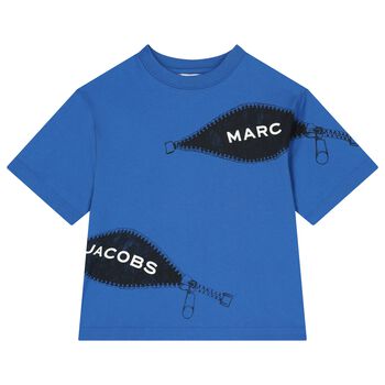 Boys Blue Zipped Logo T-Shirt