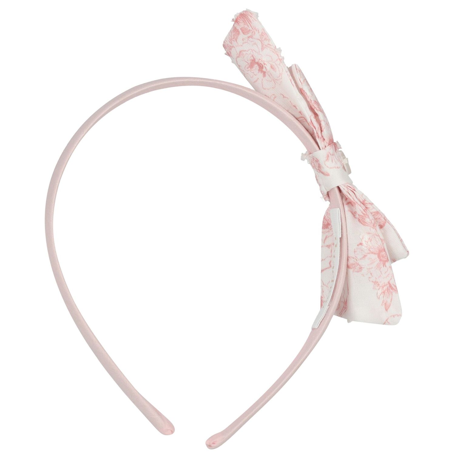 Girls Pink Floral Bow Headband, 1, hi-res