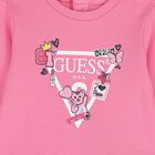 طقم فستان بنات بالشعار باللون الوردى, 3, hi-res