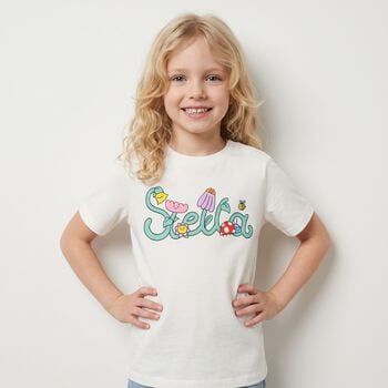 Younger Girls Ivory Logo T-Shirt 