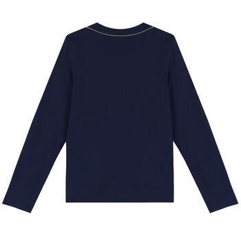 Boys Navy Logo Long Sleeve Top