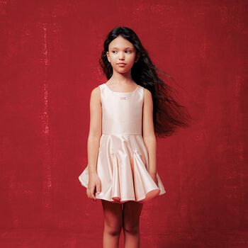 Girls Pink Embellished Logo Dress