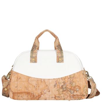 White & Beige Geo Map Baby Changing Bag