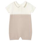 Baby Boys Ivory & Beige Romper, 1, hi-res