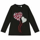 طقم تيشيرت وبنطلون باللون الاسود والاحمر للبنات, 1, hi-res