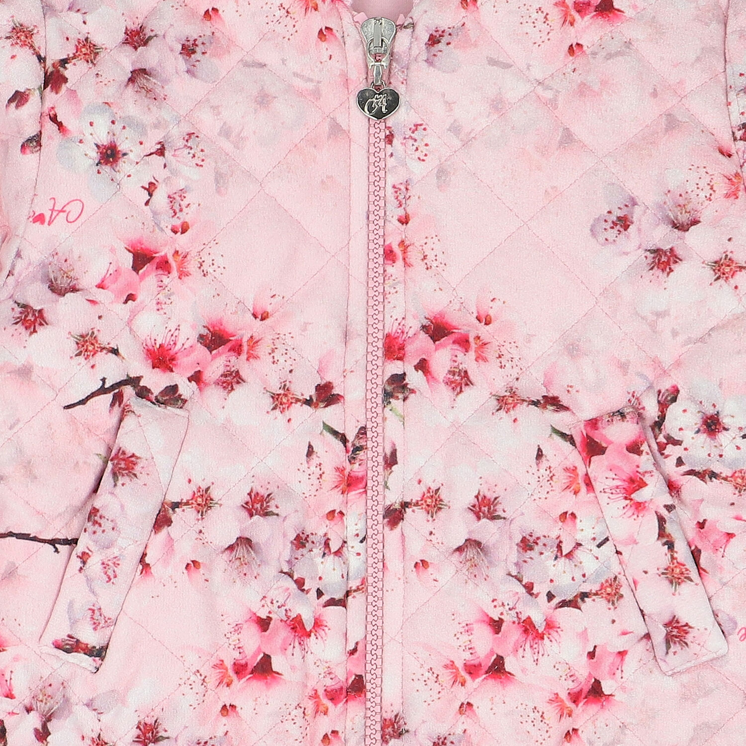 جاكيت بالزهور باللون الوردى للبنات, 1, hi-res