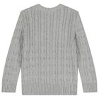 Grey Logo Cable Knit Jumper, 1, hi-res