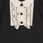 فستان بنات مكشكش باللون الأسود والبيج, 1, hi-res