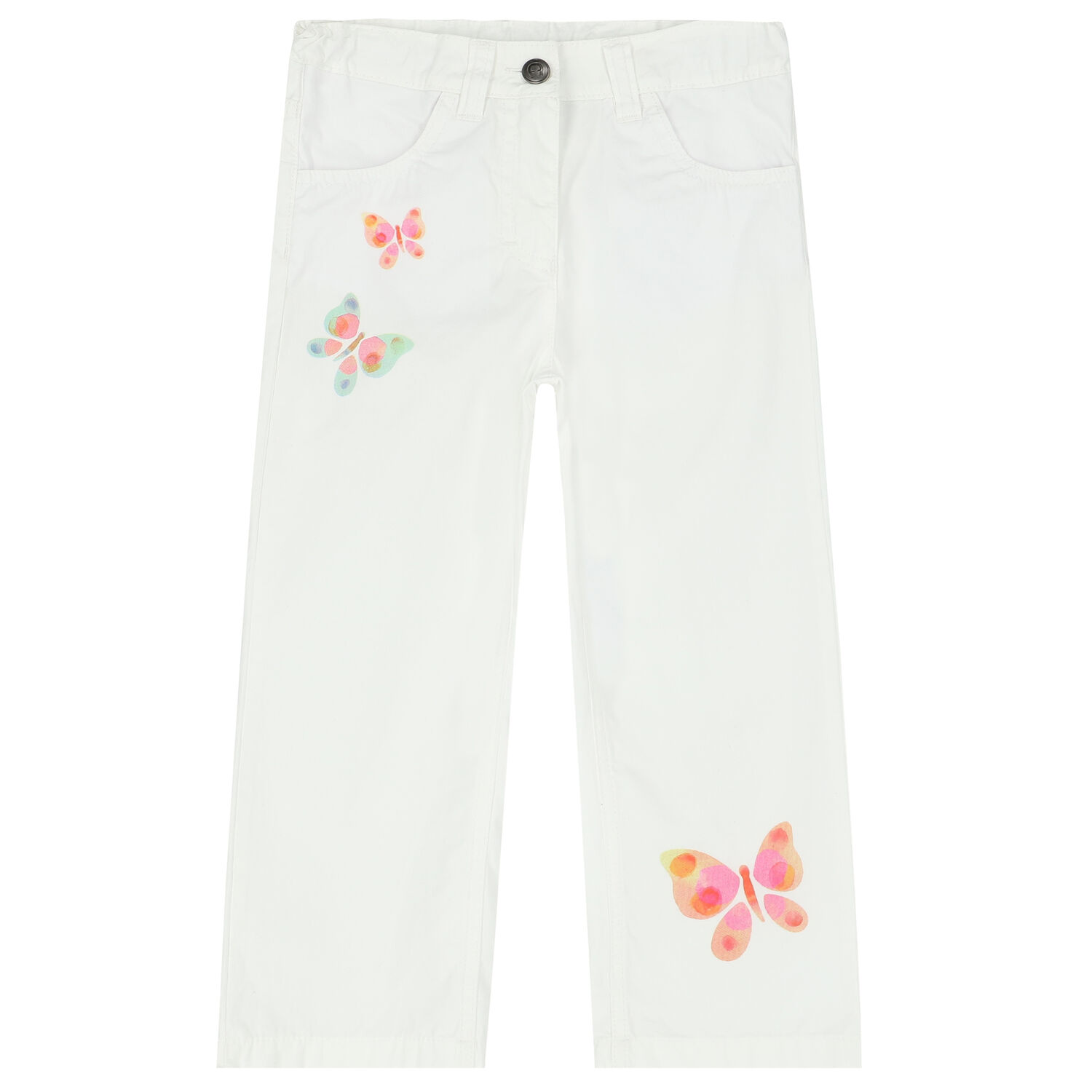 Girls White Butterfly Trousers, 1, hi-res