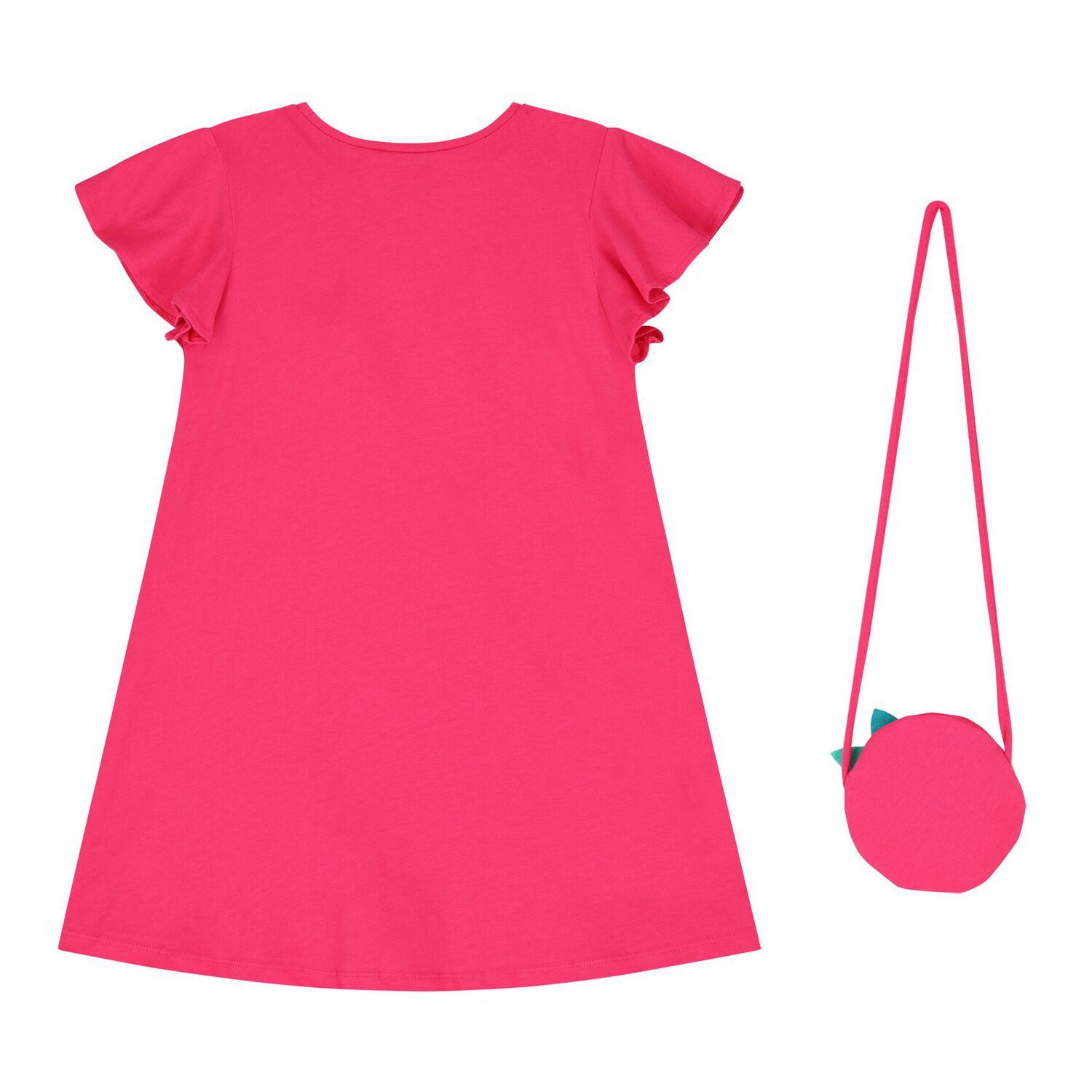 Girls Pink Dress & Bag Set, 1, hi-res